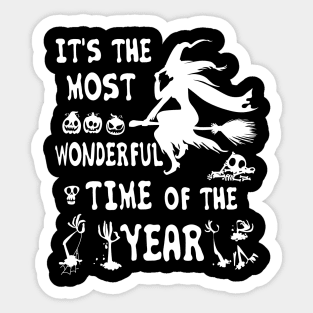 Witch Broom Halloween It's The Most Wonderful Time The Year Sticker